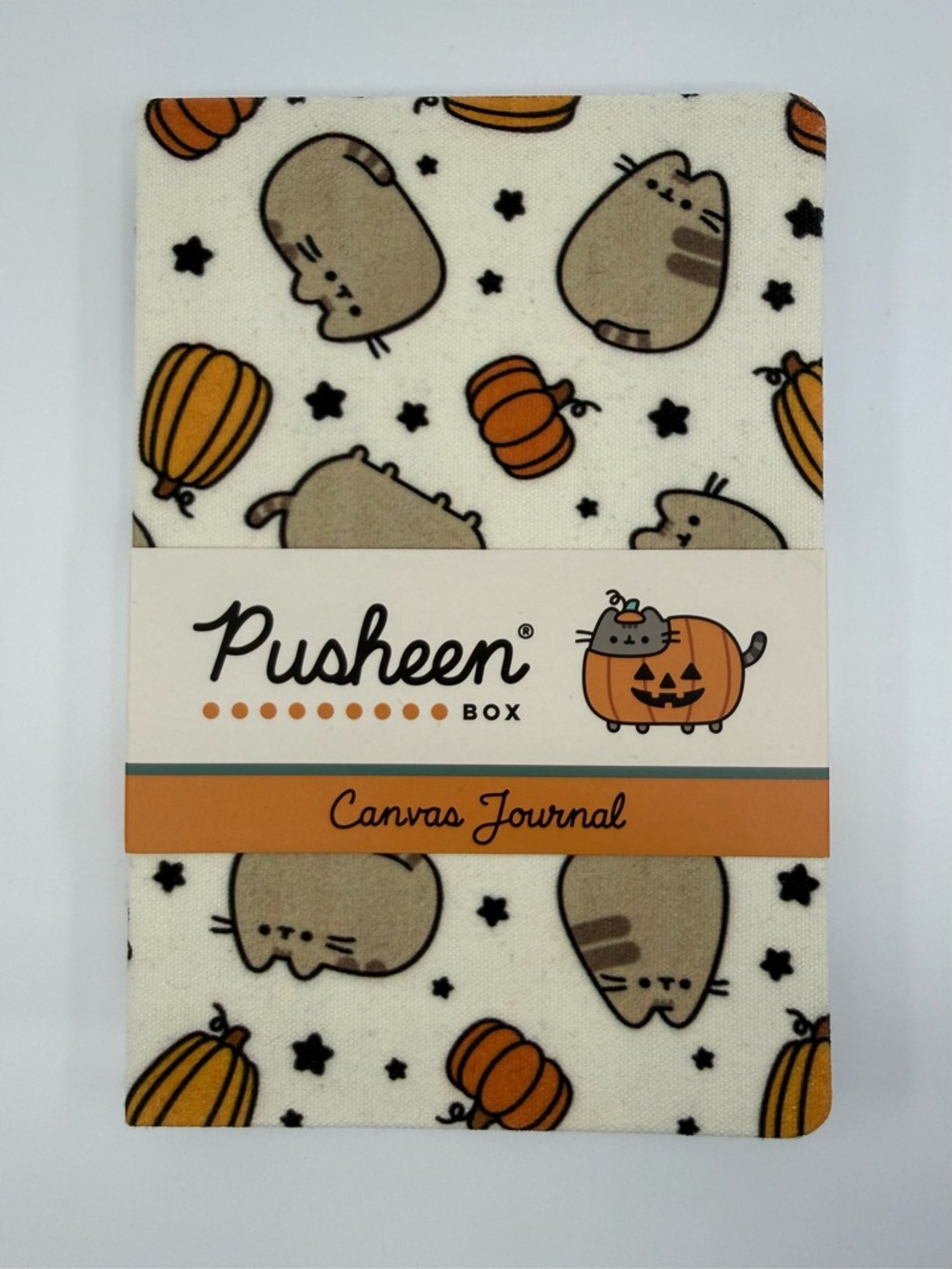 Pusheen Journal - Cream with Orange & Brown Pumpkin Motif